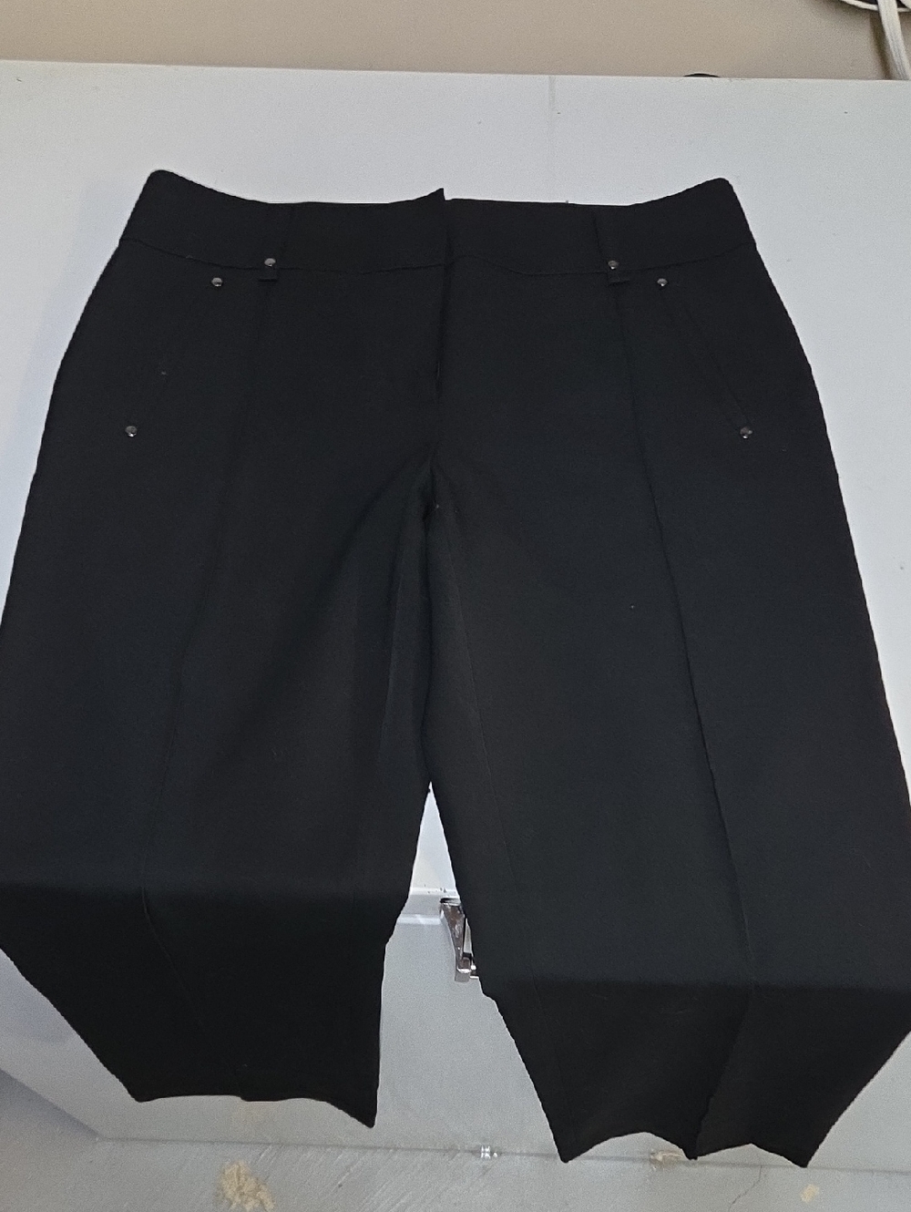Melanie Lynne Black Wide-Leg Sz 12 Trousers Tall 33 inseam